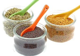 verrines moutarde jaune,noire; anis vert