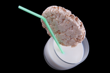 fancy milk and bread cocktail isolated on black