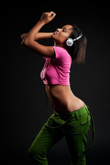 beautiful model in headphones