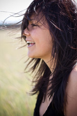 beautiful woman having fun in the wind