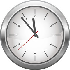silver clock isolated over a white background