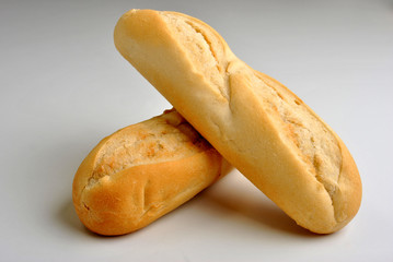 fresh baked bread roll on a bright background