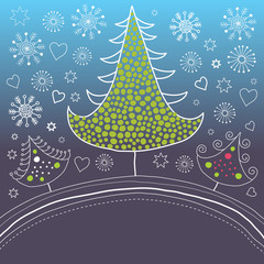 christmas-tree, card with place for your text