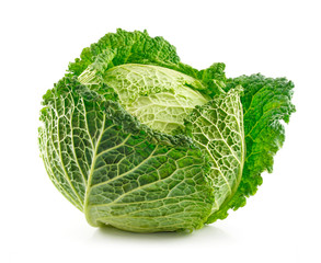 Obraz premium Ripe Savoy Cabbage Isolated on White