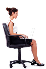 Portrait of a woman working with laptop