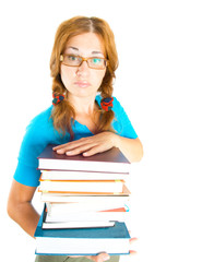 librarian with books.