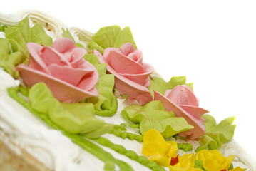 Tasty desert - Close-up of cake with cream