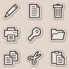 Document web icons set 1, brown contour sticker series