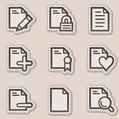 Document web icons set 2, brown contour sticker series