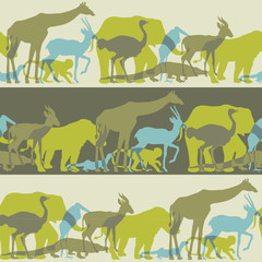 Animals- seamless pattern, border brush and swatch included