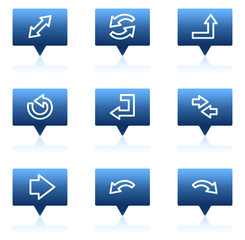 Arrows web icons, blue speech bubbles series
