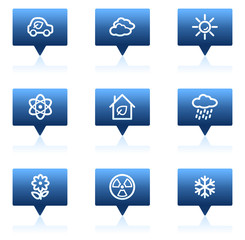 Ecology web icons set 2, blue speech bubbles series