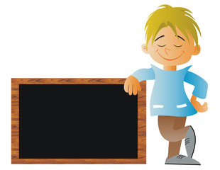 Child with a blackboard at school