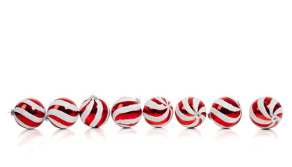 Christmas balls/bauble on white with copy space