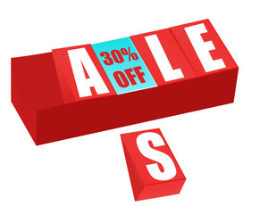 Sale and thirty percent off sign brick