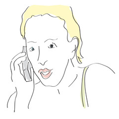 ragazza al telefono acquarello