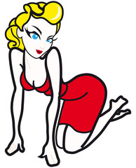 blonde pin up vector illustration