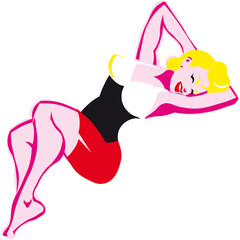 blonde pin up vector illustration