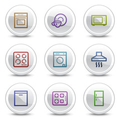 Home appliances web colour icons, white circle buttons series