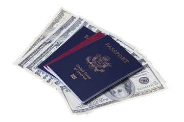 Passports and stack of US money
