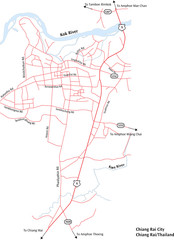 Vector Map of Chiang Rai City in Northern Thailand