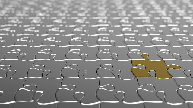 puzzle with shiny metal peaces