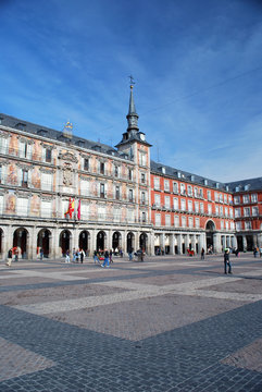 Sur la plaza Mayor de Madrid