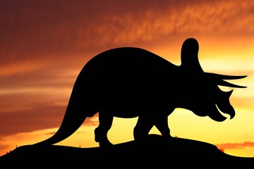 dinosaur world illustration on red-yellow background