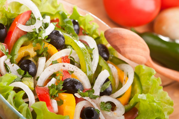 healthy salad with black olives