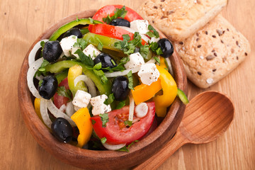 close up healthy greek salad