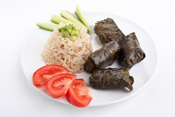 stuffed grape leaves with rice and vegetables