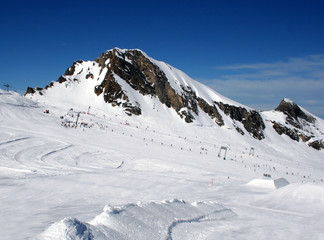 Fototapeta premium Alpine landscape and ski lift