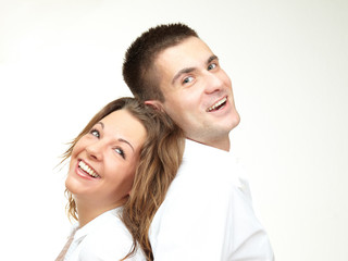 happy young couple smiling