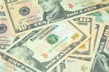 Obraz na płótnie Canvas background of dollar bills close