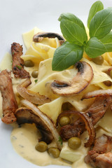 home made tagliatelle with organic pork goulash