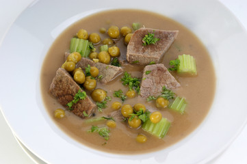 beef stew with organic pea and celery