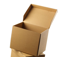 opened cardboard box, isolated