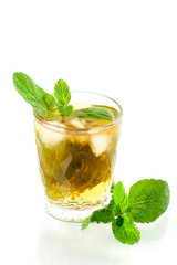 Alcohol cocktail with whiskey and mint