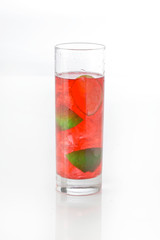 cocktail red with lemon on a white background