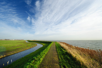 Typical Dutch country landscape in Marken