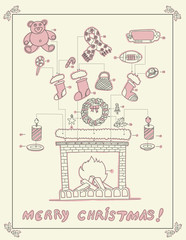 Christmas chimney arrangement - instruction-vector