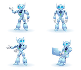 robot de dessin animé dans 4 poses différentes