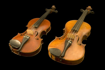 Fototapeta na wymiar Violino e Viola su sfondo nero