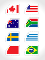 stamp with set of world flag