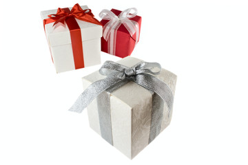 gift boxes with bow and ribbon isolated