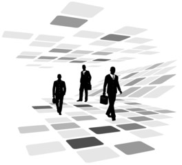 Walking business people in the motion - vector illustration