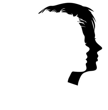 Vector man and woman faces profiles