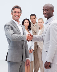 Smiling businessmen shaking hands