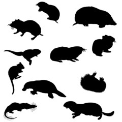beavers silhouettes set