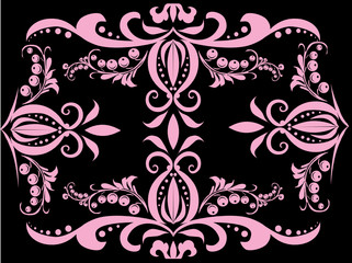 pink berry design on black